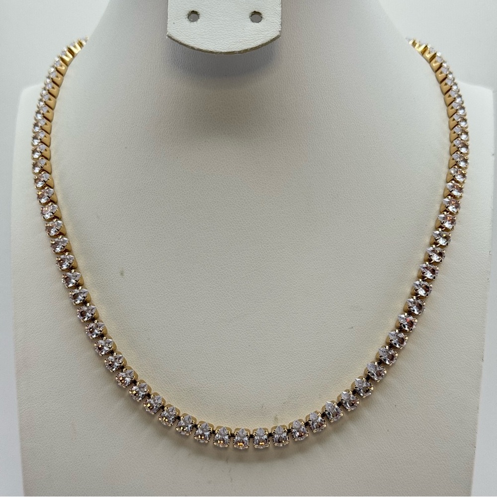 Vince Camuto Gold Tone Cubic Zirconia Tennis Necklace Adjustable 18–20” New